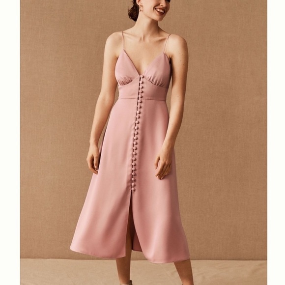 Sachin + Babi Dresses & Skirts - Sachin + Babi Pink Charmeuse Satin Button Front Dress 4